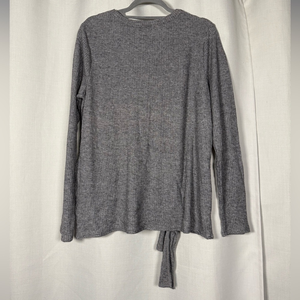 Simply Vera Vera Wang Silver Grey Tie Waist Crewneck Sweater Size XL - Picture 3 of 9